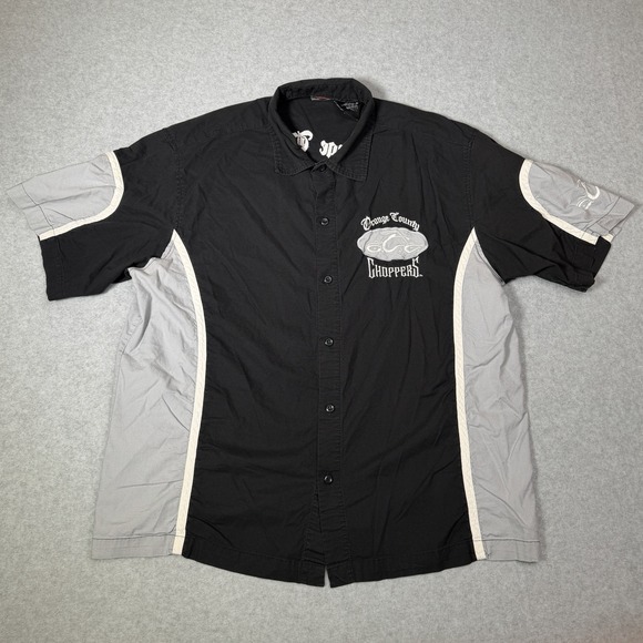 Orange County Choppers Other - Vintage Orange County Choppers Mens XL Garage Shirt Black Button Up Bowler Biker